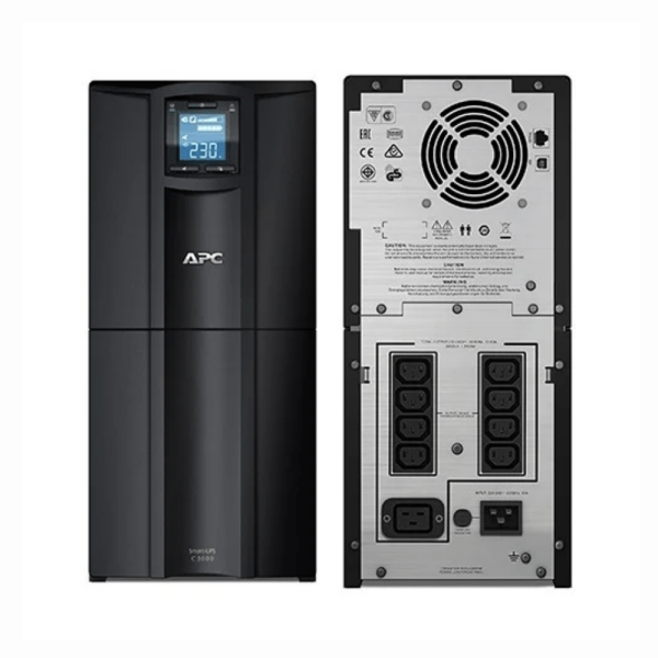 APC Smart-UPS C, Line Interactive, 3kVA, Tower, 230V, 8x IEC C13+1x IEC C19 outlets, USB and Serial communication, AVR, Graphic LCD
