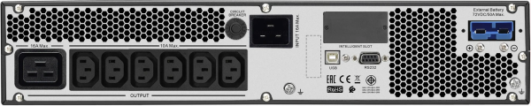 APC Easy UPS On-Line, 3kVA/2400W, Rackmount 4U, 230V, 6x IEC C13 + 1x IEC C19 outlets, Intelligent Card Slot, LCD, Extended Runtime, W/ rail kit - Image 2